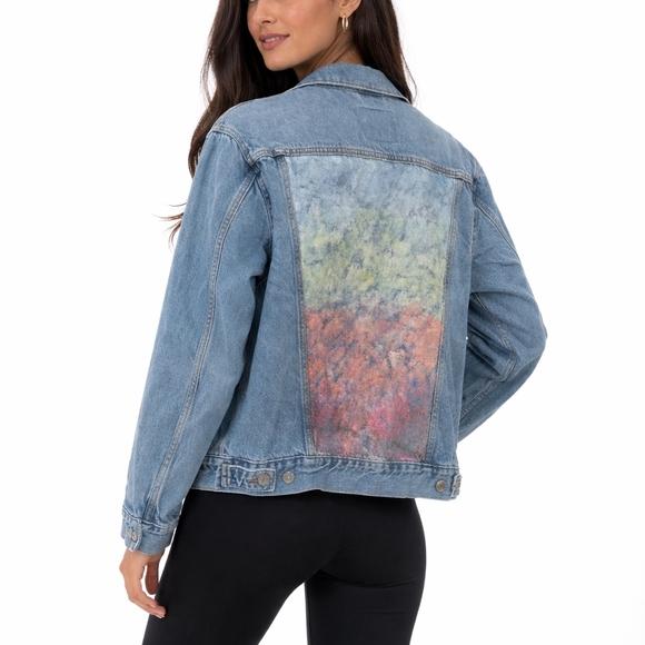 Levi's Classic Printed Medium Wash Jean Jacket Size L - Picture 2 of 6